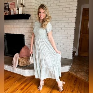 Smocked short sleeve dress